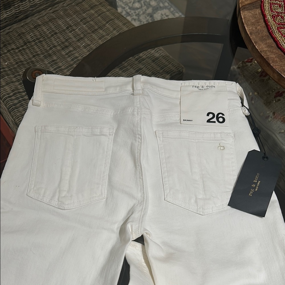 rag & bone White Straight Leg Skinny Jeans - Picture 8 of 14